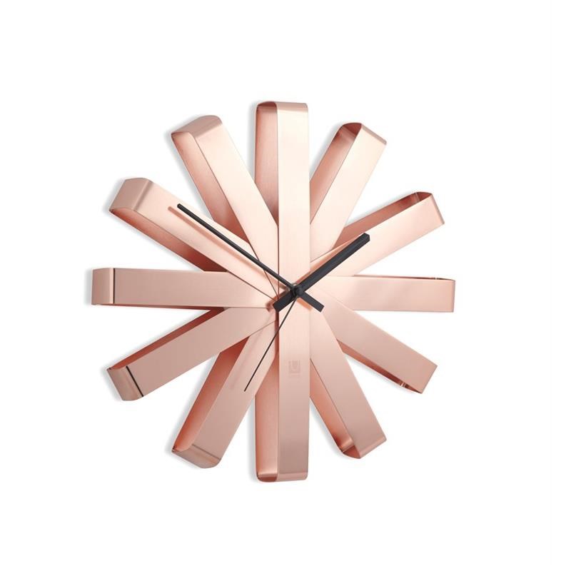 Nástěnné hodiny RIBBON 30 cm měděné_0