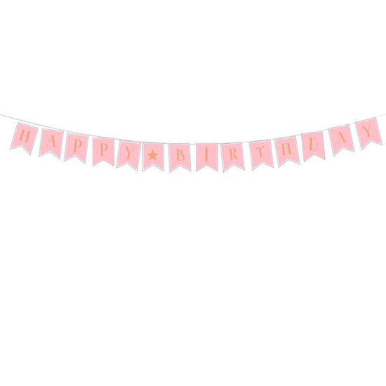 Papírová girlanda 3m Happy Birthday rosé_0