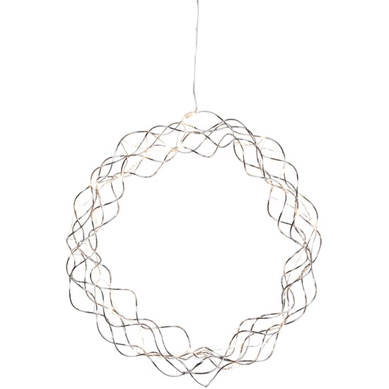 Závěsný svítící věnec CURLY 30x LED P.30 cm stříbrný_1