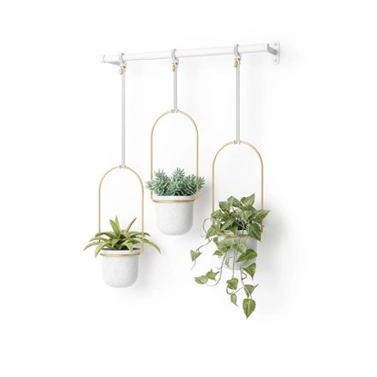 Květináče TRIFLORA SET/3ks bílá, mosazná_7