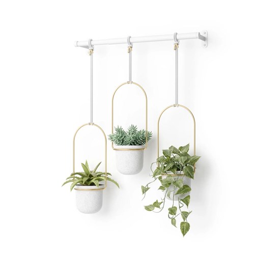 Květináče TRIFLORA SET/3ks bílá, mosazná_7