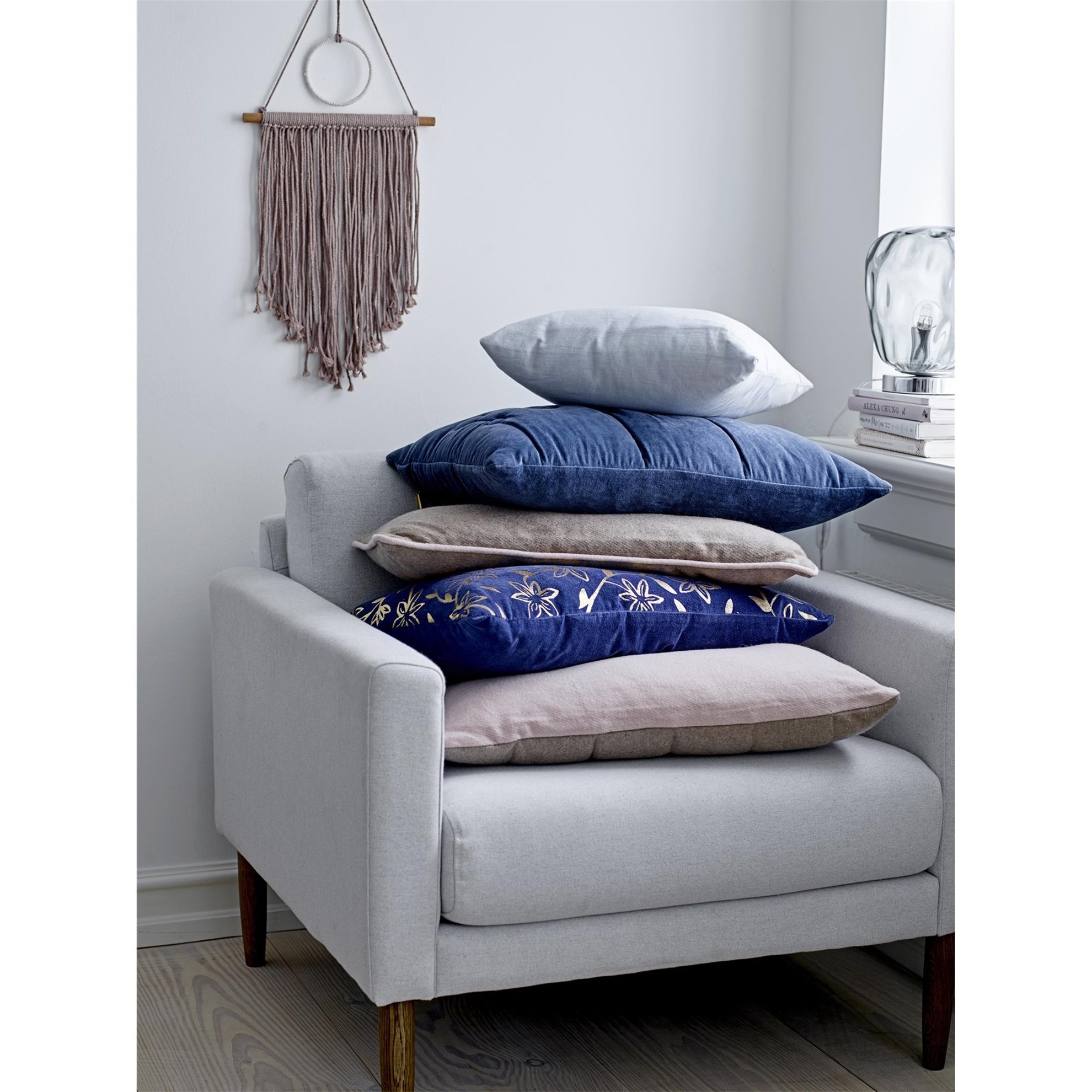 Polštář včetně výplně, 60x40 cm - modrý_2