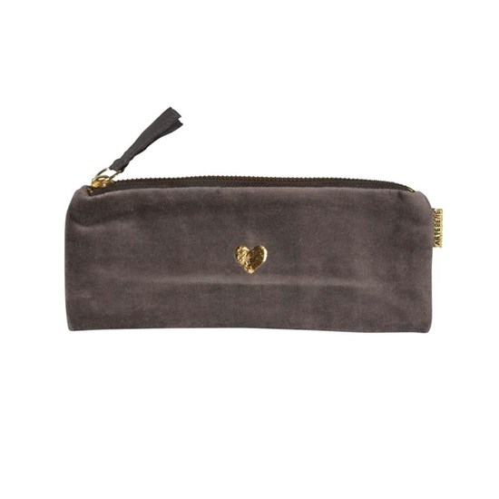 Sametový penál 20x8,5 cm Herz grau_1