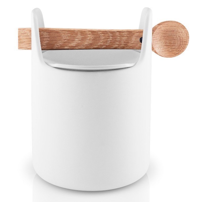 Dóza s dřevěnou lžičkou TOOLBOX, bílá - 15 cm_0