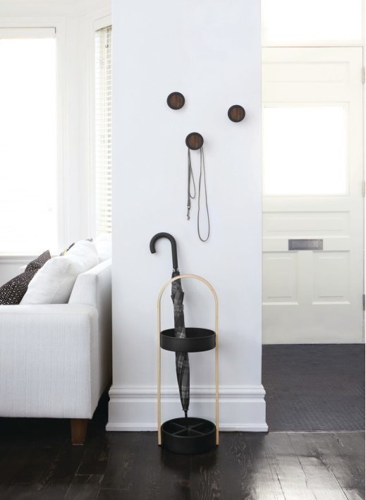 Obrázok z Set 3 háčikov na stenu HUB čierna, tm. hnedá