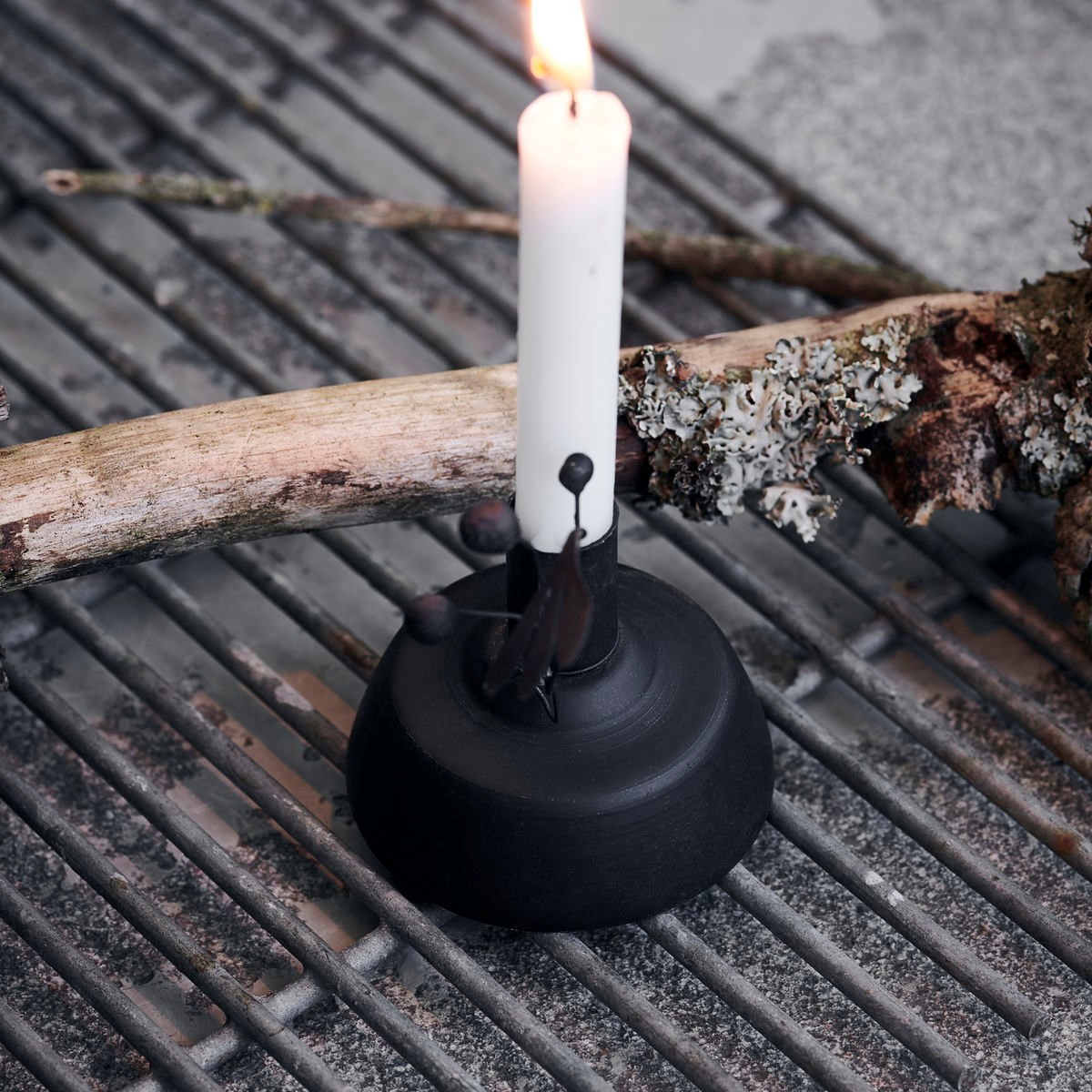 Kovový svícen se jmelím MISTLETOE antický hnědý_1