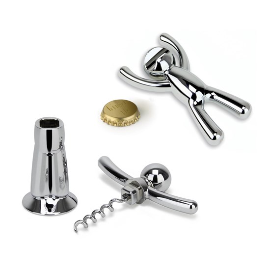 Otvírák na lahve a vývrtka BUDDY chrom SET/5ks_0