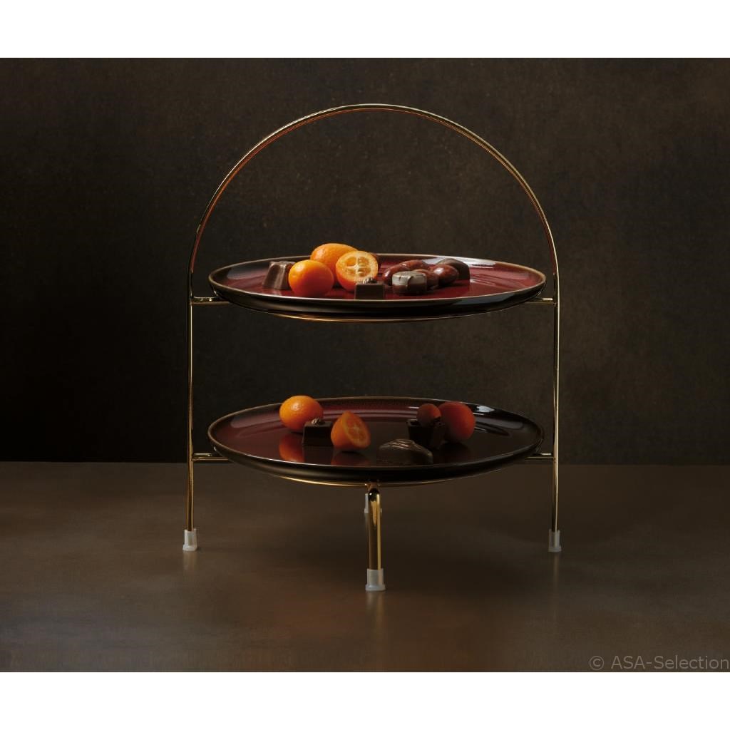 Etažér 2 patrový pro dezert. talíř Á TABLE d´Or zlatý_0