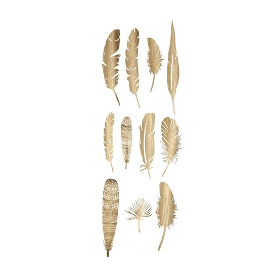 Dekorace pírka Feather SET/22ks zlatá_1