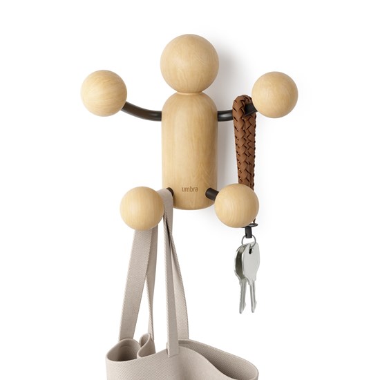 Věšák na zeď WOODY černý, přírodní_0