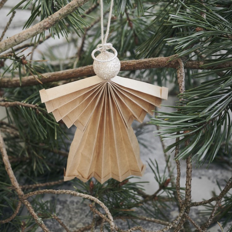 Obrázok z Vianočná ozdoba papierový anjel ANGELS 12 cm prírodná