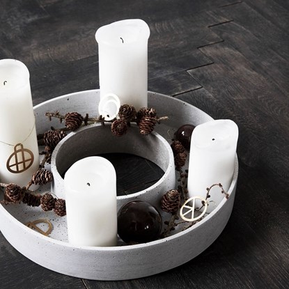 Obrázok Adventní kulatý svícen RING 35 cm šedý
