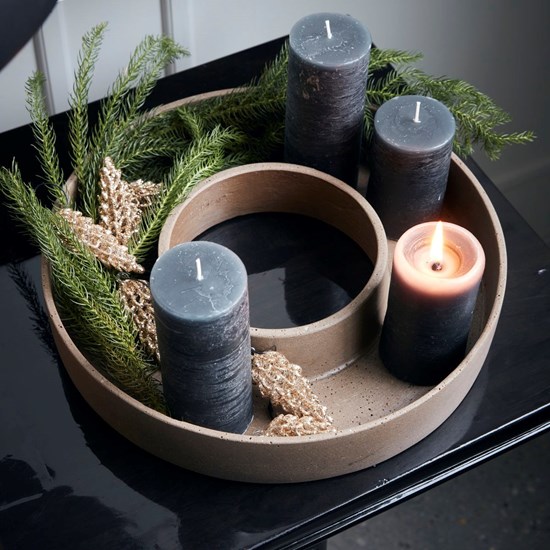 Adventní kulatý svícen DACA 35 cm hnědý_1