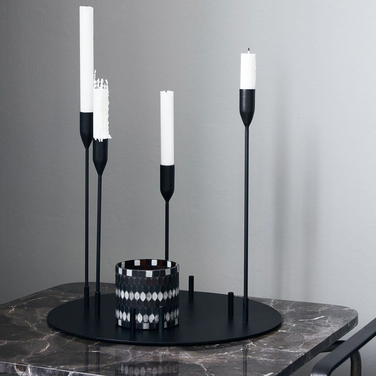 Obrázok z Kovový svietnik na 4 sviečky ADVENT 38 cm čierny