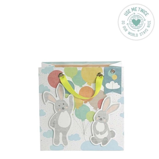 Kvalitní dárková taška 20x20x11 cm 3D zajíčci s balónky_3