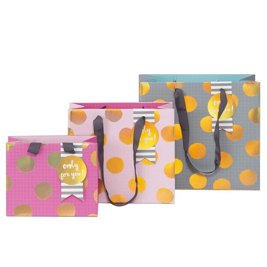 Kvalitní dárkové tašky SET/3 vel. Dots pink rosé blau_0