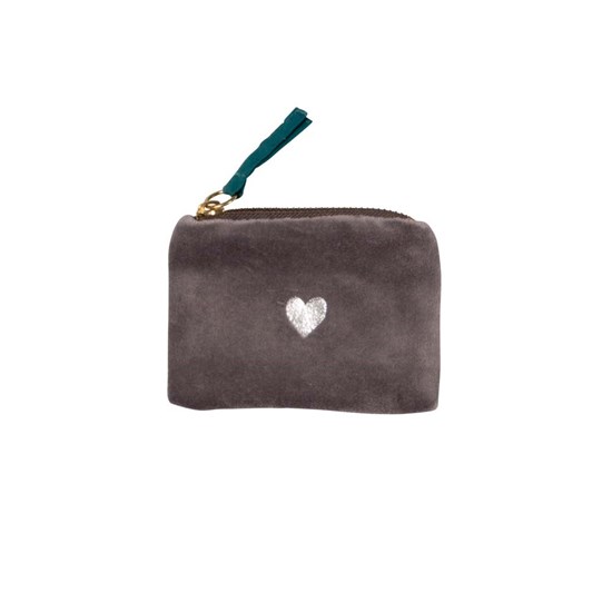 Sametová taštička na mince 12x8 cm Herz grau_1