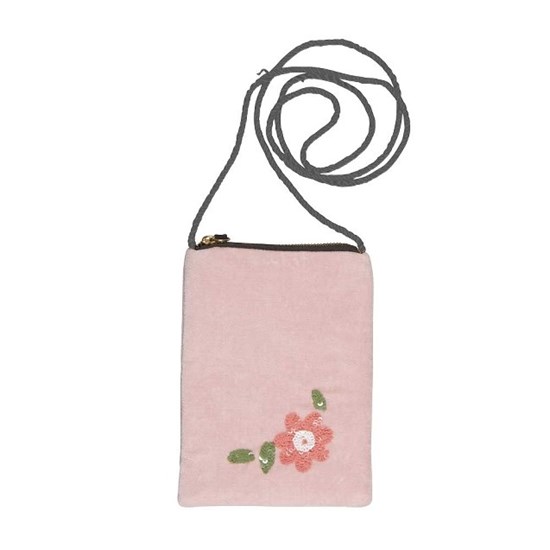 Sametová kabelka s řetízkem 14x19 cm Blumen pink_0