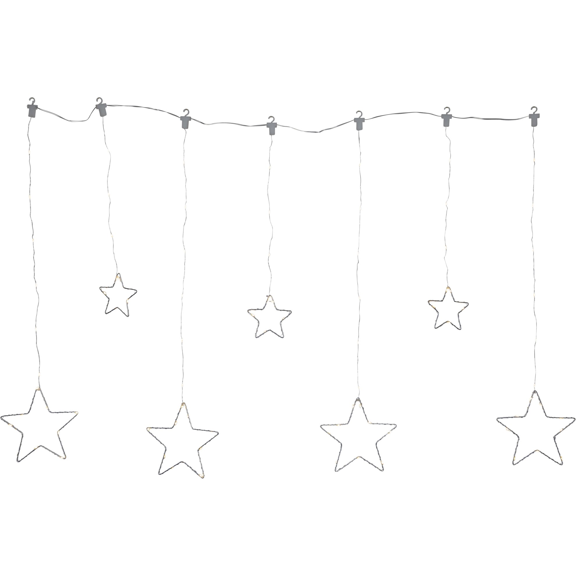 LED-Lichtervorhang "Dew Drop Stars" mit Sternen7-teilig, 84 warmwhite LED, Trafo, Timer,
4 Stränge 8_0