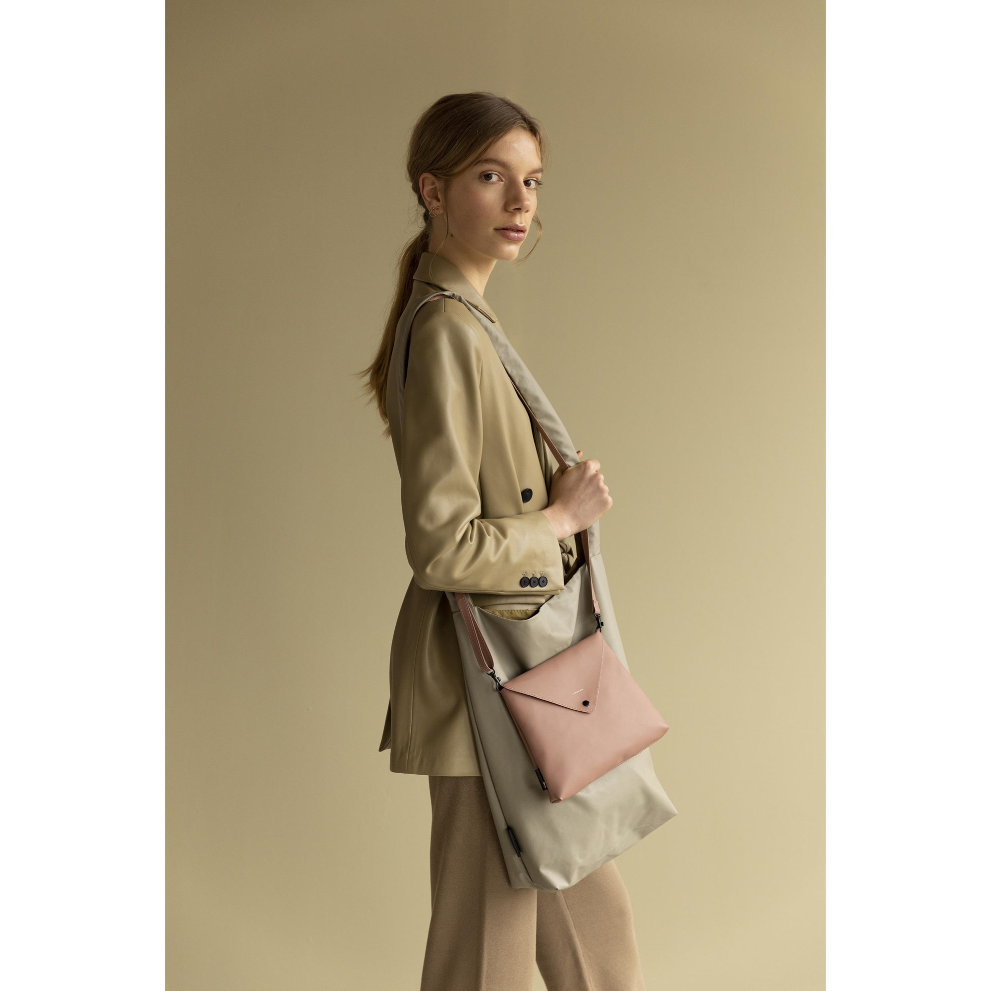 Taška přes rameno FEEL GOOD Tinne+Mia z um.kůže + pouzdro šedá khaki_2