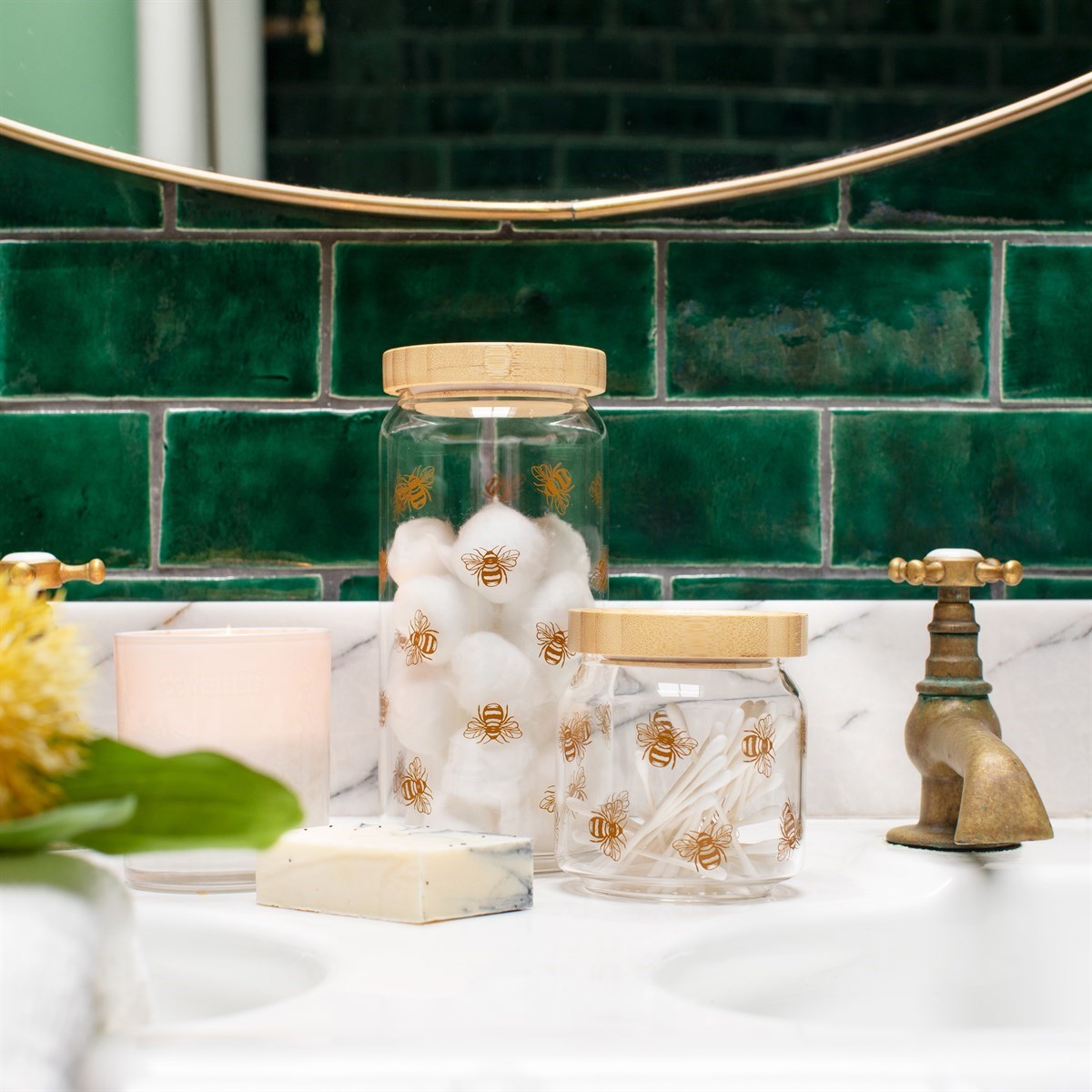 Skleněná dóza s bambusovým víčkem Vintage Bee L_0