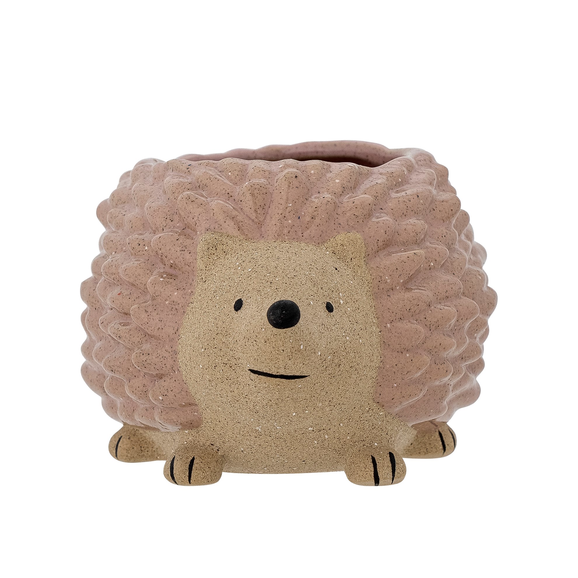 Květináč Knitte, ve tvaru ježka, hnědý, kamenina_1