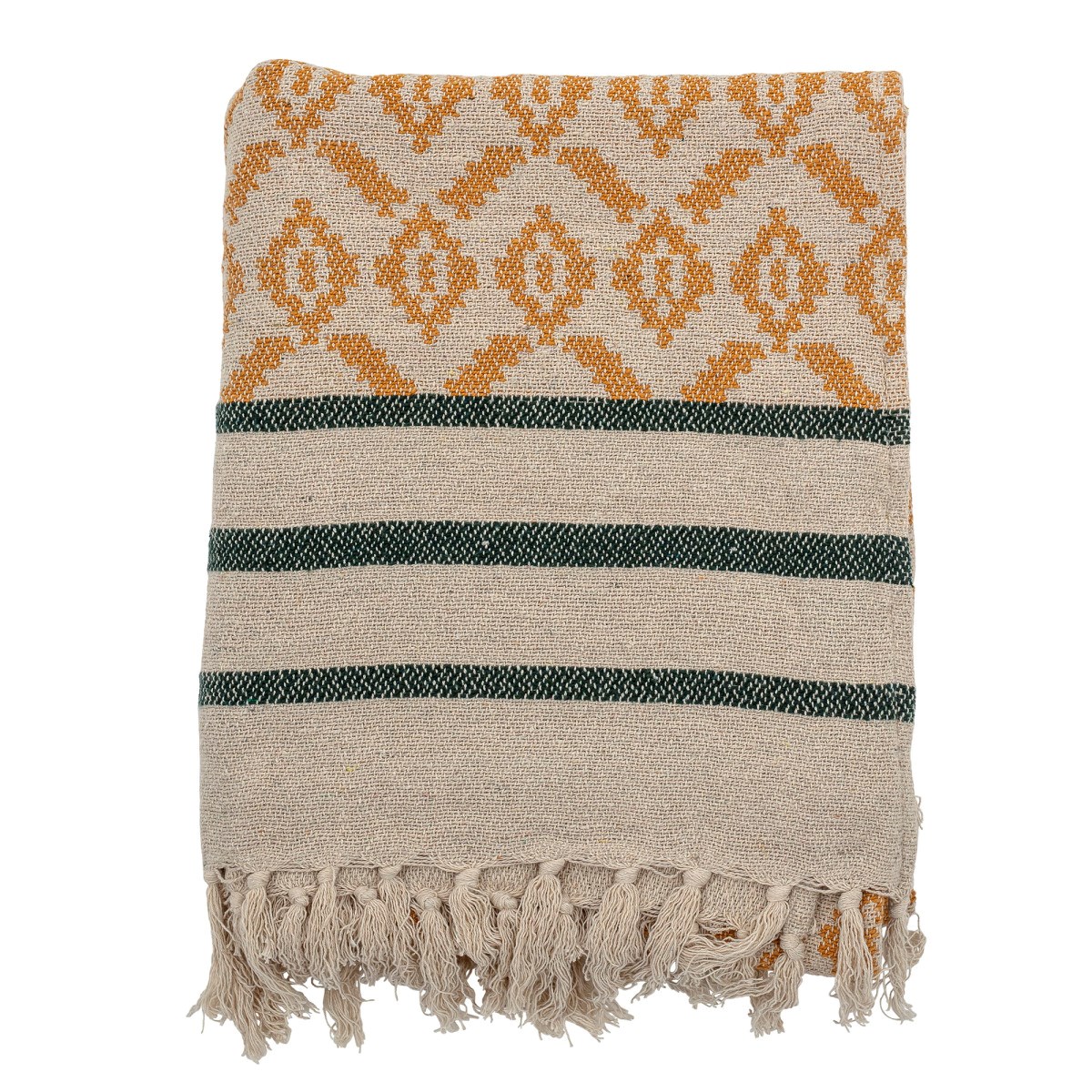 Pléd z recyklované bavlny Fini, žlutý_0