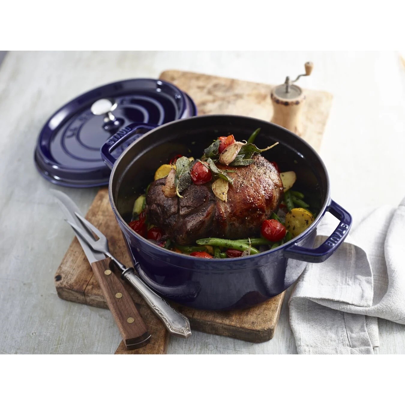 Hrnec STAUB kulatý 24 cm modrý_3