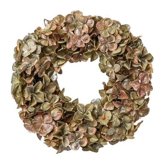 Věnec Hortenzie 42 cm růžovo-zelený_0