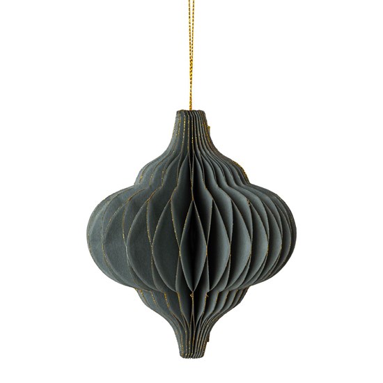 Papírová ozdobá zelená se zlatými okraji šedá 12 cm_0