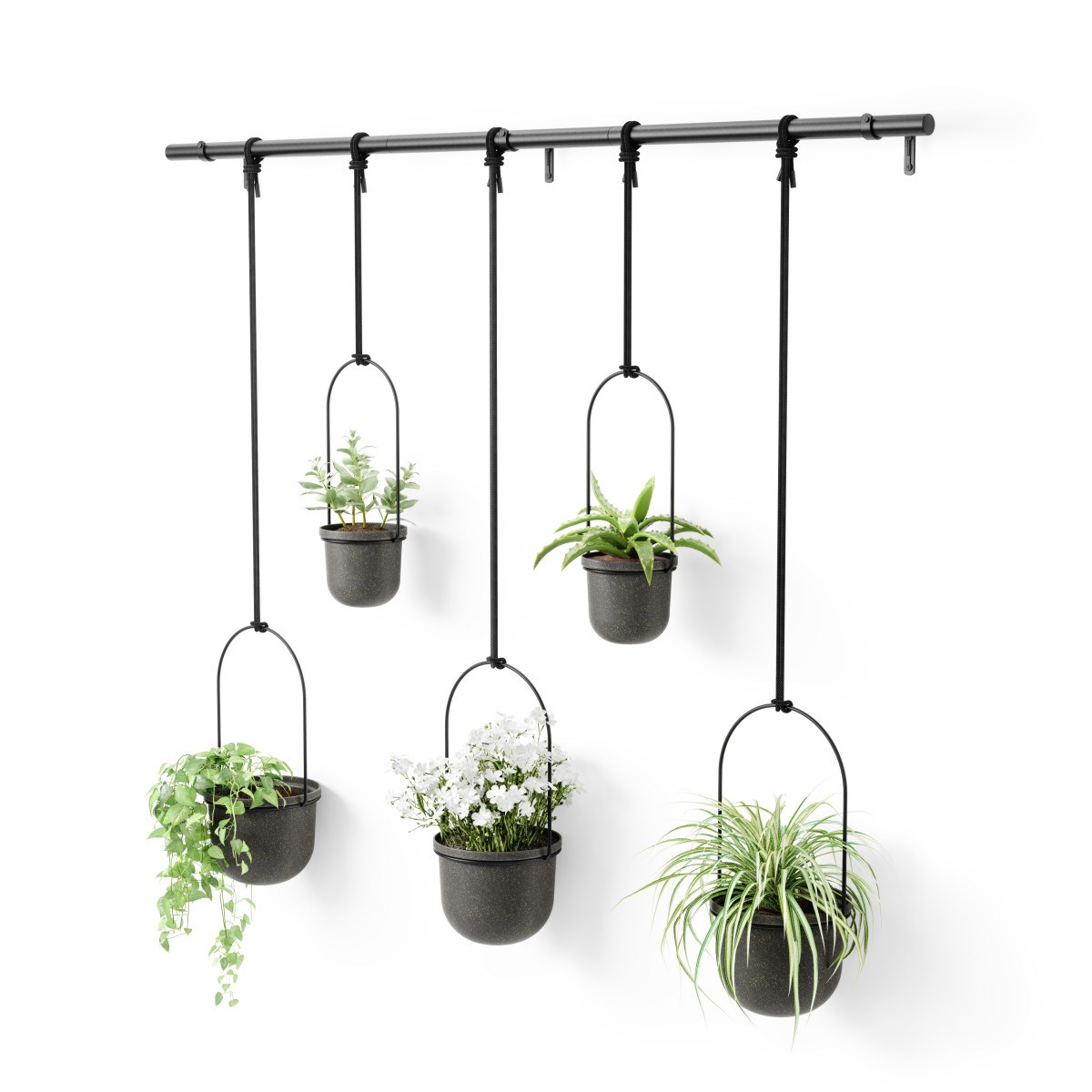Květináče TRIFLORA SET/5ks černé_0