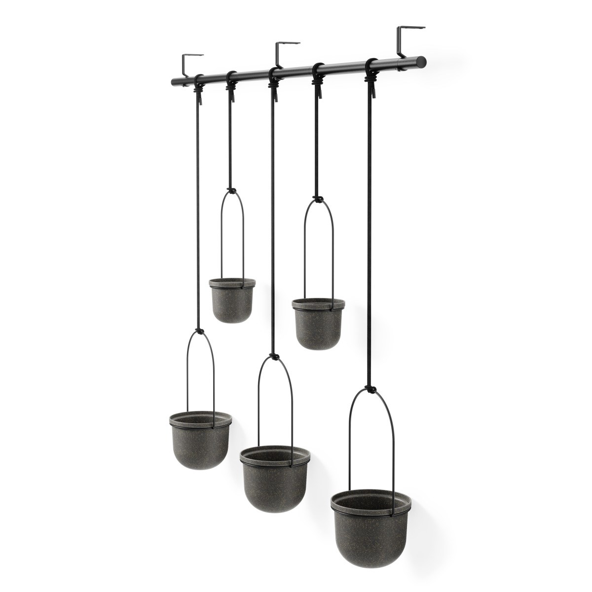 Květináče TRIFLORA SET/5ks černé_2