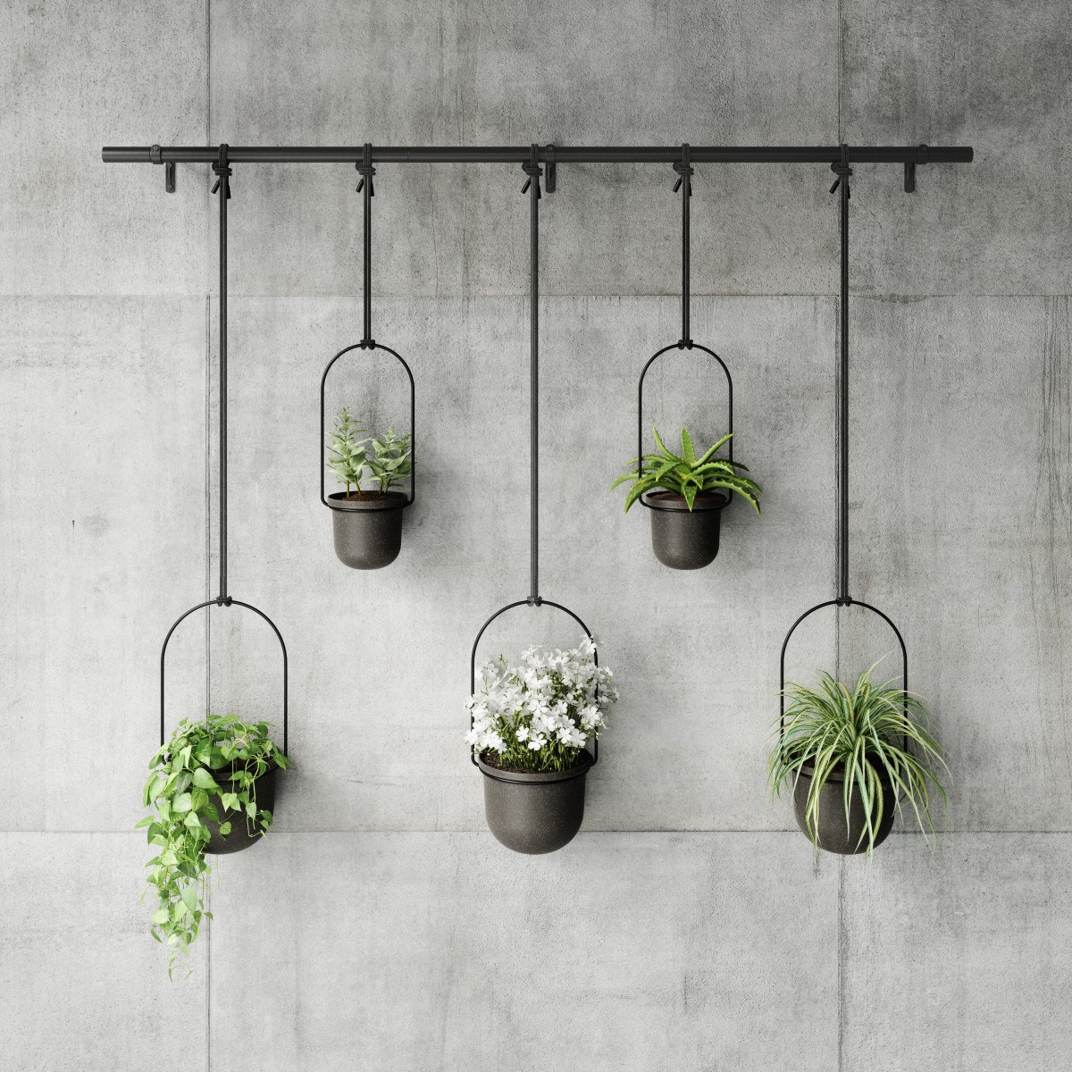 Květináče TRIFLORA SET/5ks černé_5