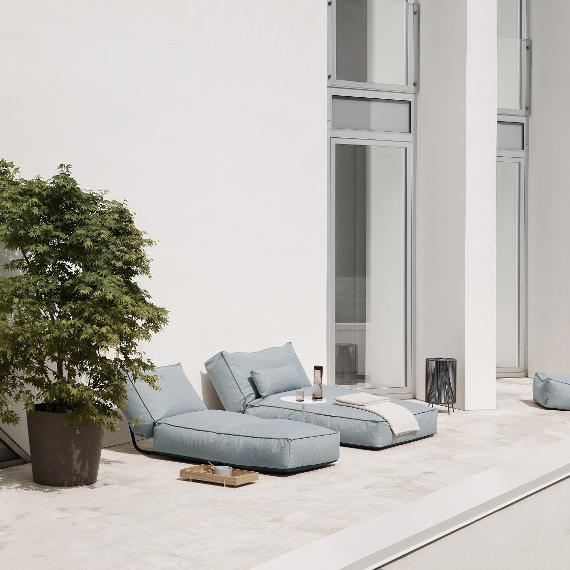 Obrázok z Vonkajšie polohovacie lehátko Blomus STAY 120cm modrošedé