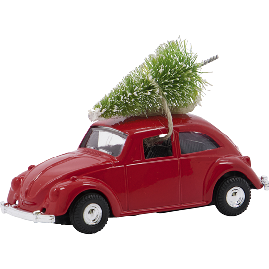 Vánoční dekorace MINI XMAS auto, červené D.8,5 cm_0