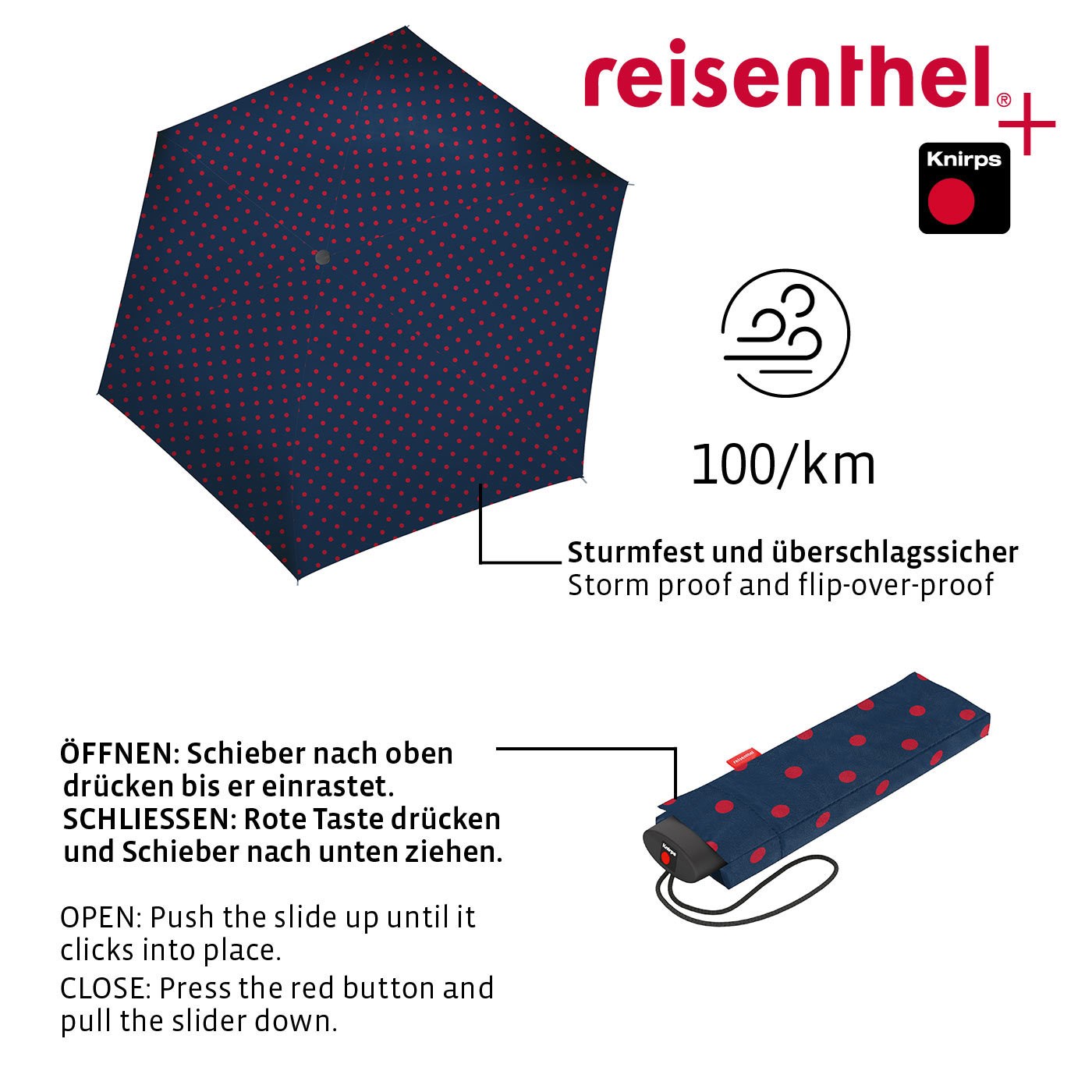 Deštník Umbrella Pocket Mini mixed dots red_2