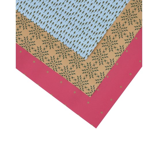 Dárkový balící papír CRAFTY SET/3ks modrá-hnědá-červená_1