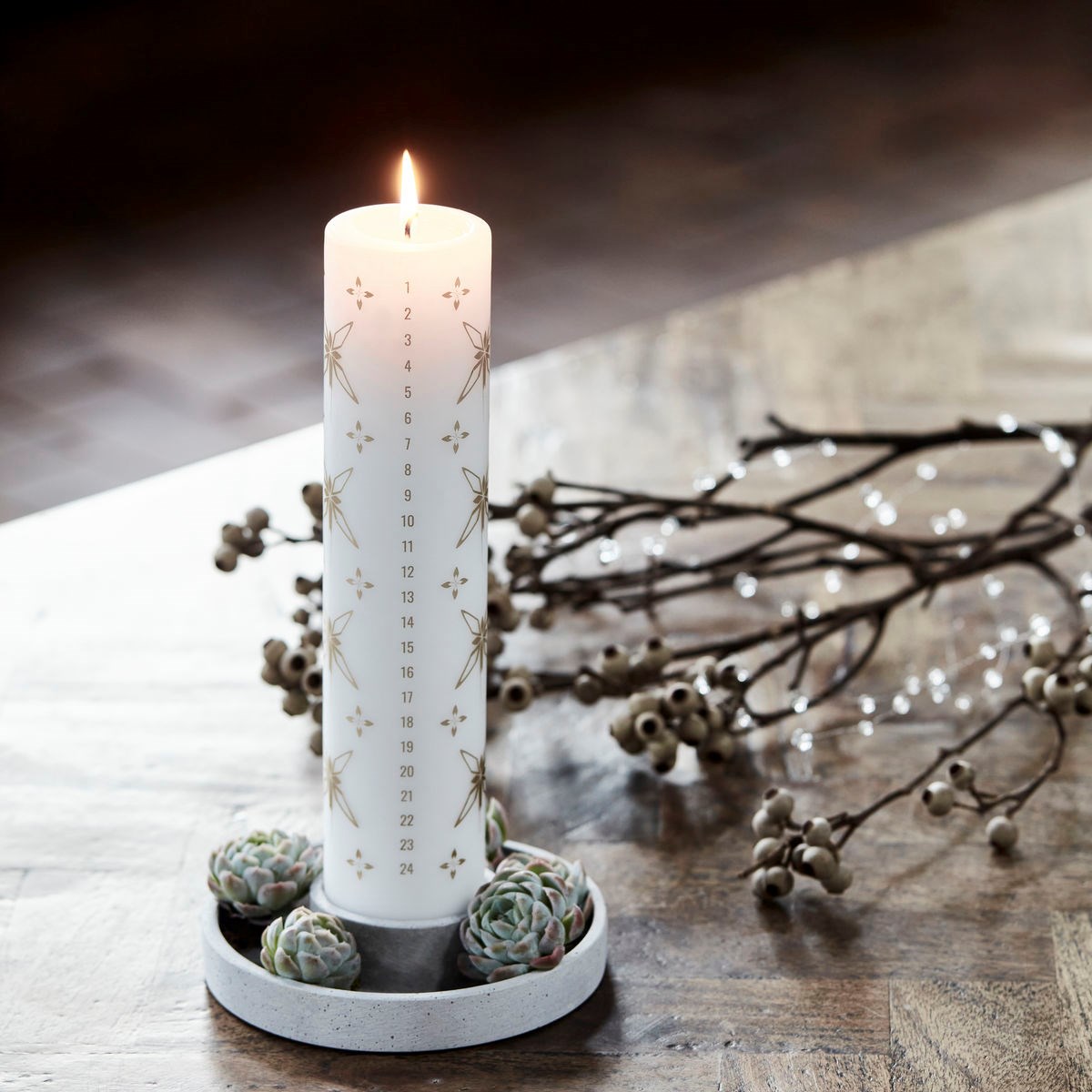 Adventní svíčka/kalendář V.30 cm zlatá_1