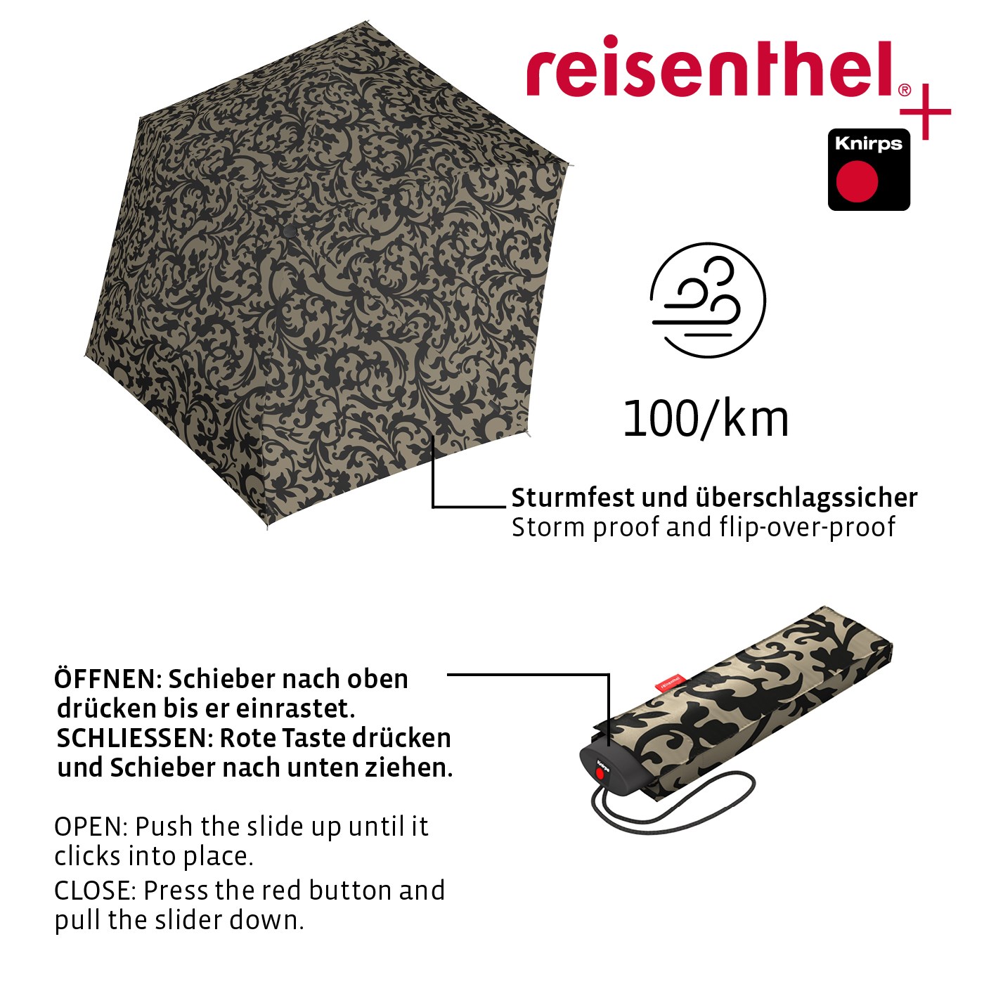 Deštník Umbrella Pocket Mini baroque taupe_1