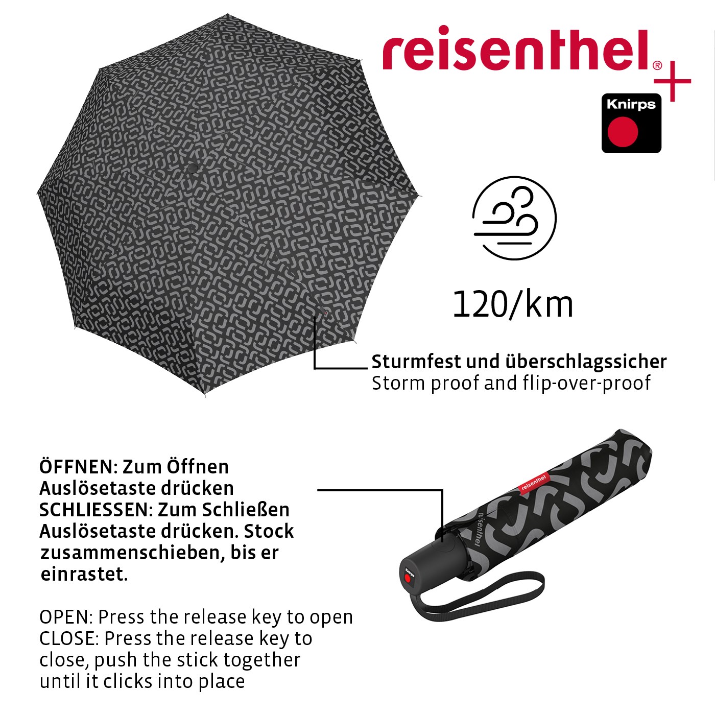 Deštník Umbrella Pocket Duomatic signature black_1