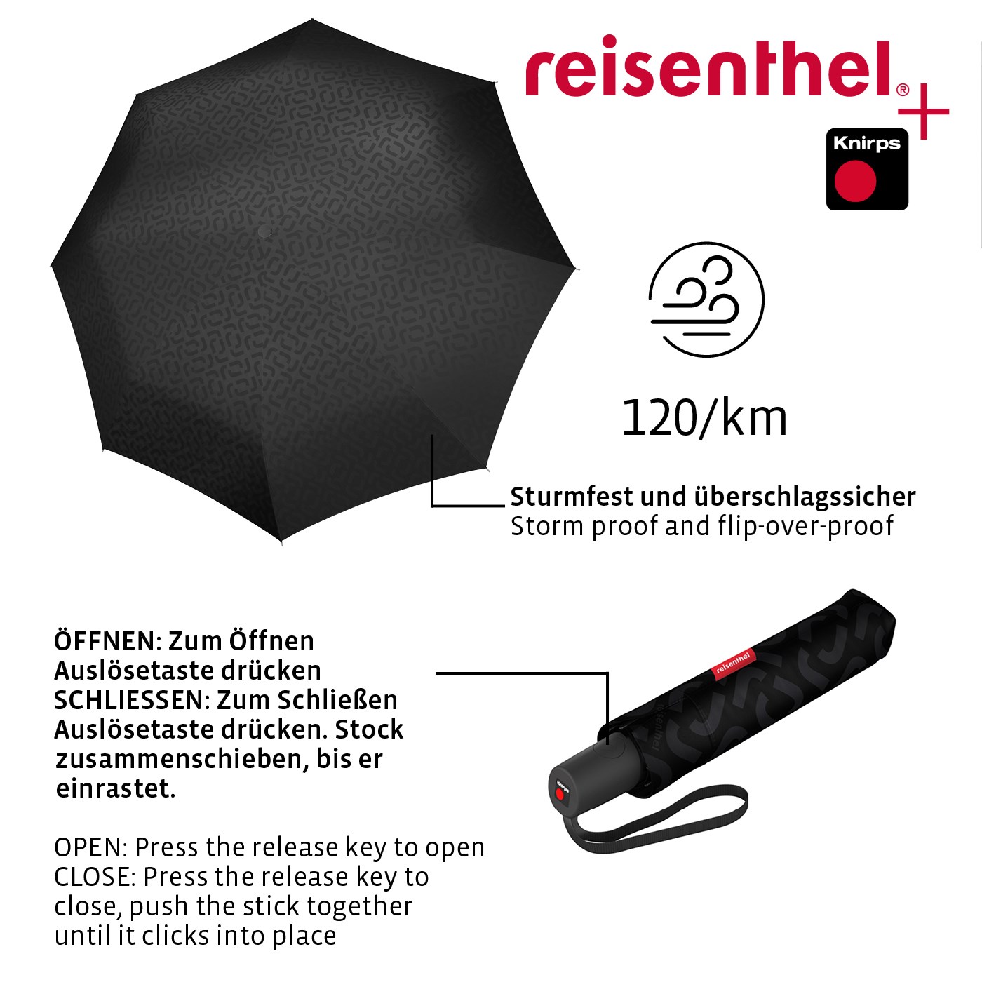 Deštník Umbrella Pocket Duomatic black hot print_1