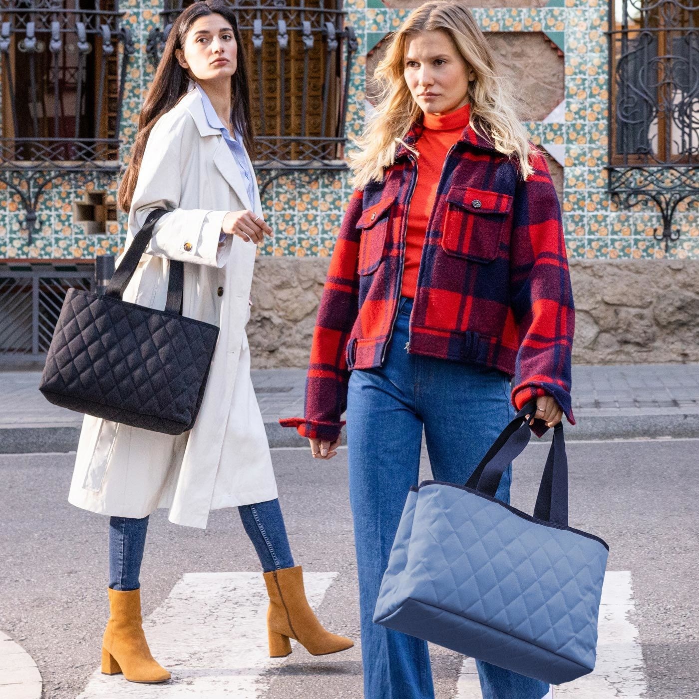 Taška Classic Shopper L rhombus blue_0