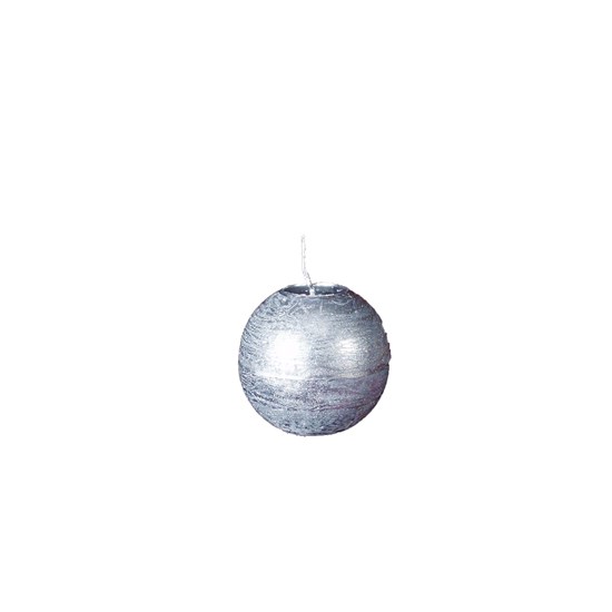 Svíčka koule 8 cm metalická -  stříbrná_0
