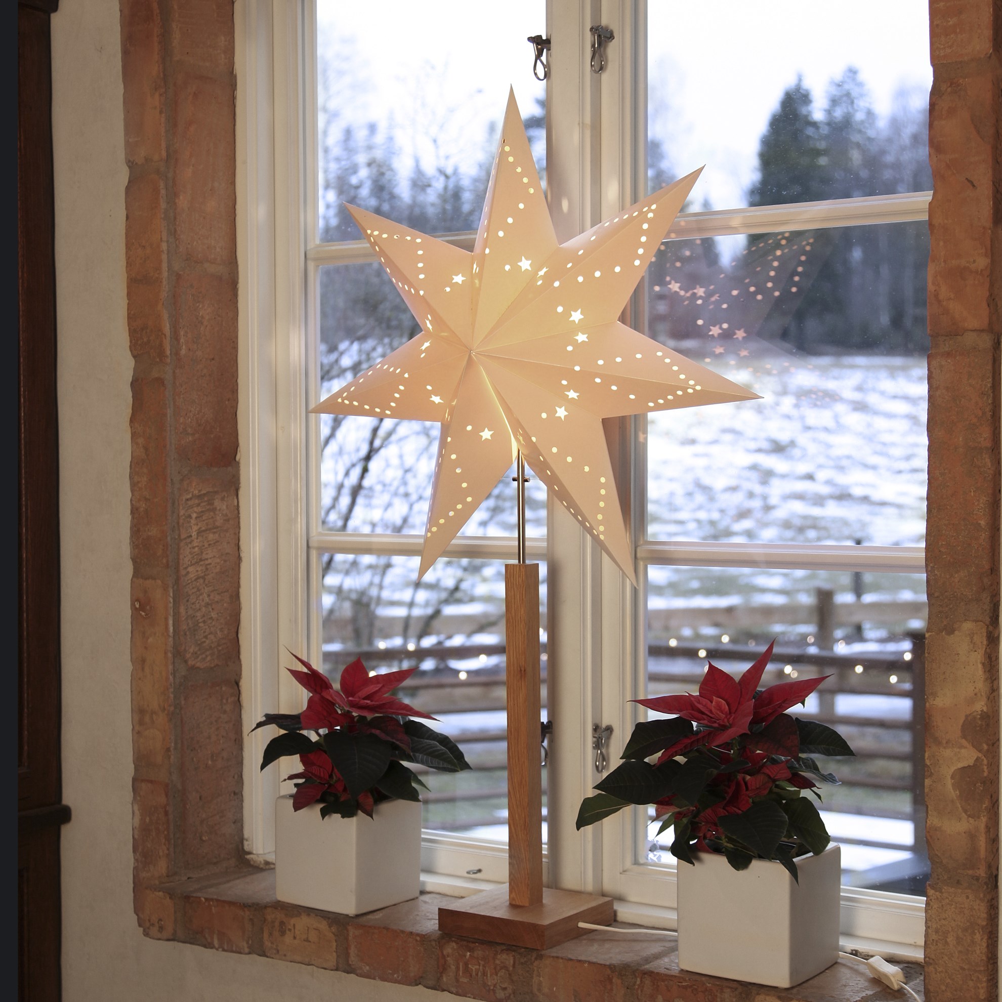 Hvězda na dřevěném podstavci KARO MAXI V.100 cm hnědá_0