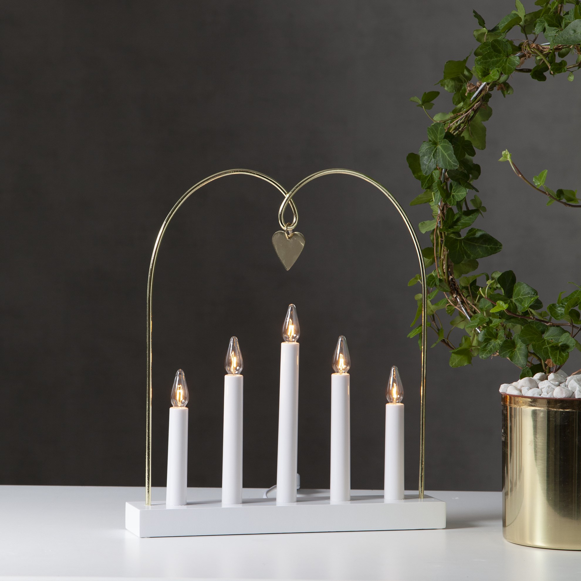 LED okenní svícen GLOSSY BOW V.35 cm bílý_0