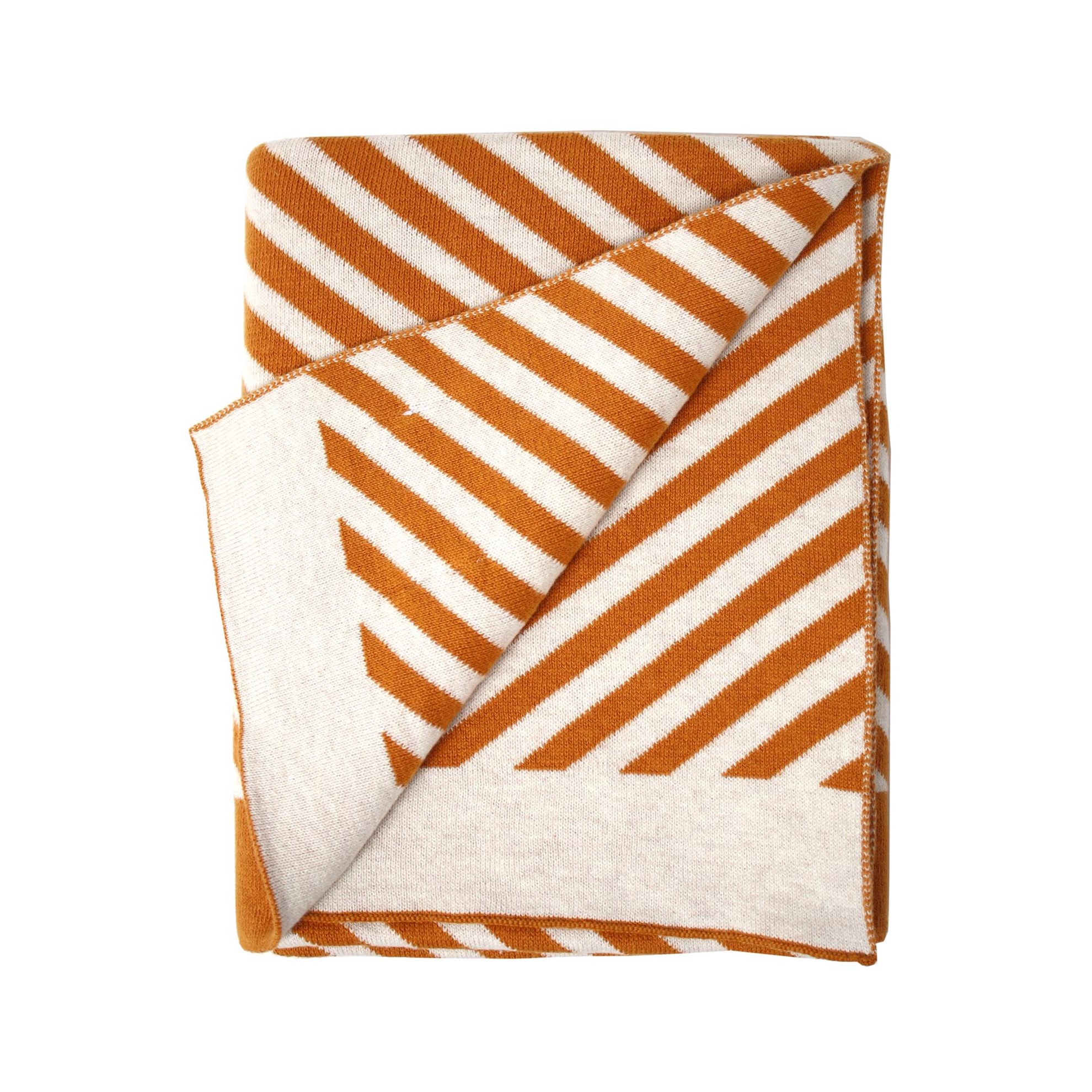 Pruhovaná pletená deka - hnědá_0