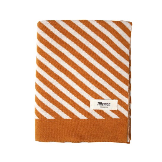 Pruhovaná pletená deka - hnědá_1