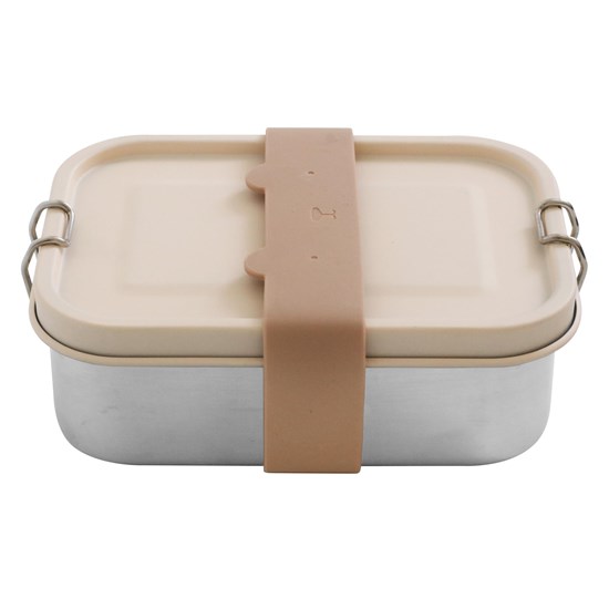 Nerezový obědový box se silikonovým páskem - béžový 700 ml_0