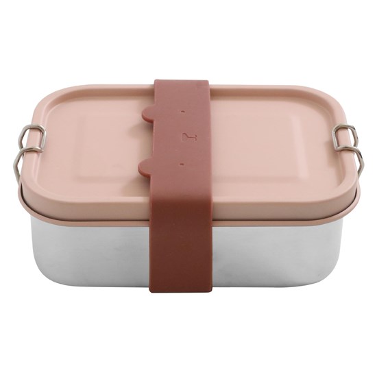 Nerezový obědový box se silikonovým páskem - pudrová 700 ml_0