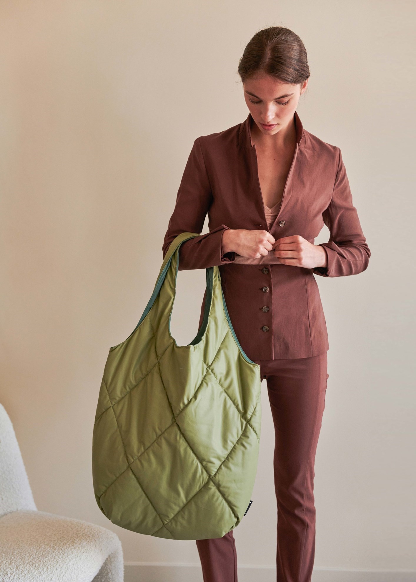 Obrázok z Prešívaná taška CARMEL Tinne + Mia z um. koža zelená